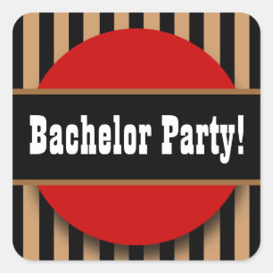 BACHELOR PARTY in BLACK TAN RED B04 Square Sticker