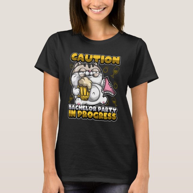Bachelor Party In Progress Groom Drinking Team T-Shirt (Front)