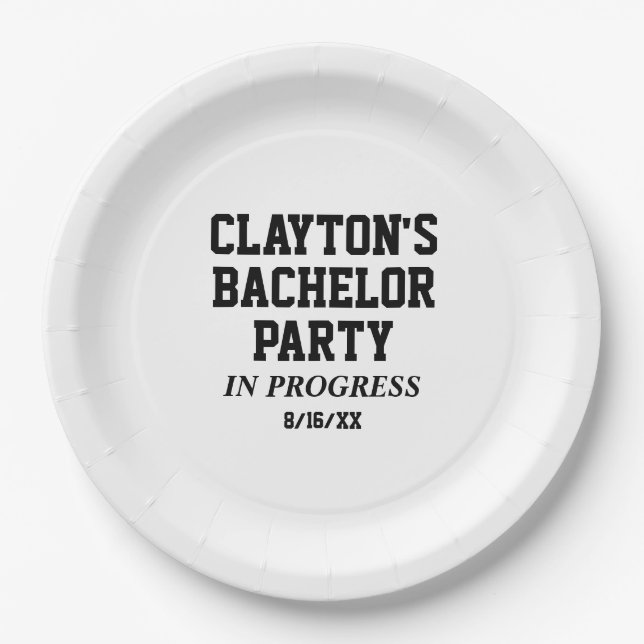 Bachelor Party In Progress Paper Plates (Front)