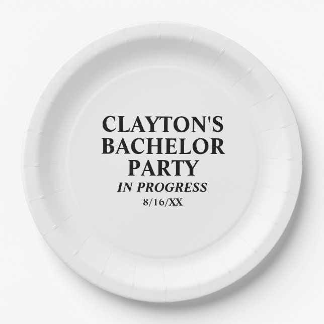 Bachelor Party In Progress Paper Plates (Front)