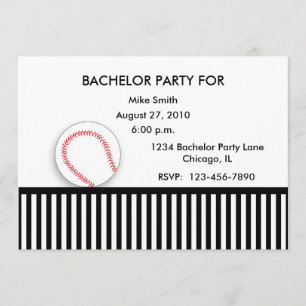 Bachelor Party Invitation Black White Baseball