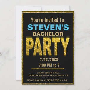 Bachelor Party Invitation   Gold