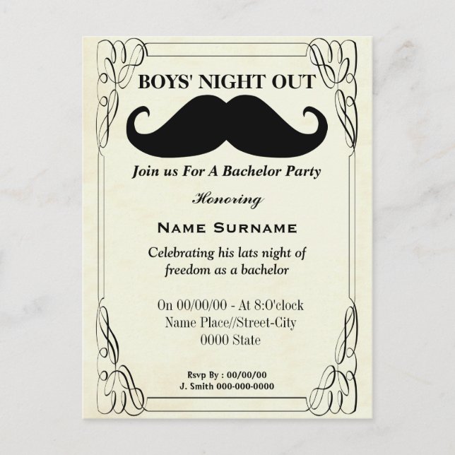 bachelor party invitation,groom shower invitation (Front)