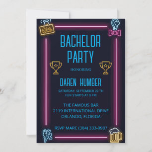 Bachelor Party Invitation – Neon Design
