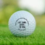 Bachelor Party Last Swing Before the Ring Golf Balls<br><div class="desc">Are you ready to tee off the ultimate celebration? Our Bachelor Party "Last Swing Before the Ring" Golf Balls are the perfect way to add some swingin' fun to your bachelor bash! These golf balls come with a playful twist, designed for grooms-to-be who want to mix their love for the...</div>