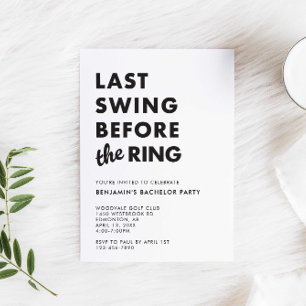 Bachelor Party Last Swing Before the Ring Minimal Invitation