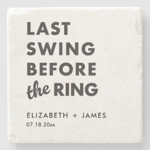 Bachelor Party Last Swing Before the Ring Minimal Stone Coaster