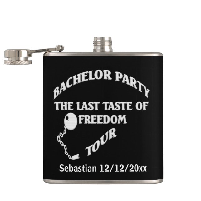Bachelor Party Last Taste Of Freedom Personalised Hip Flask (Opened)