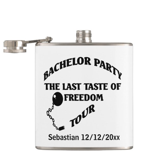 Bachelor Party Last Taste Of Freedom Personalised Hip Flask (Opened)