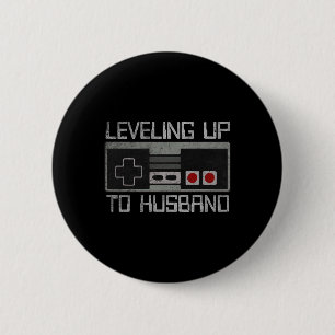 Bachelor Party Levelling Up To Husband Gamer Groom 6 Cm Round Badge