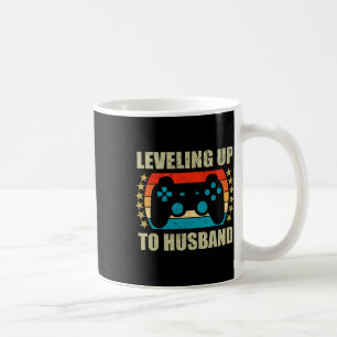 Bachelor Party Levelling Up To Husband Groom Gamin Coffee Mug