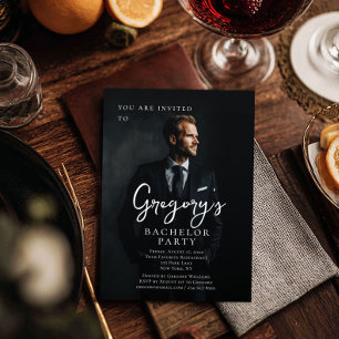 Bachelor party modern stylish photo invitation