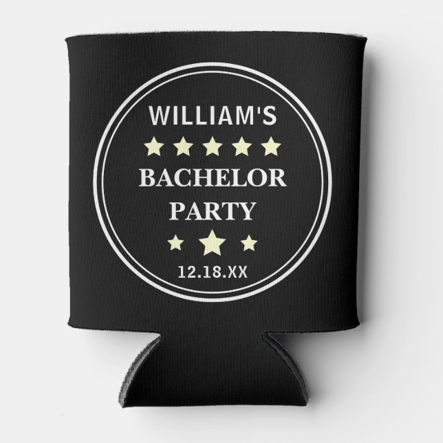 Bachelor Party Modern Typography Wedding Favour Can Cooler (Front)