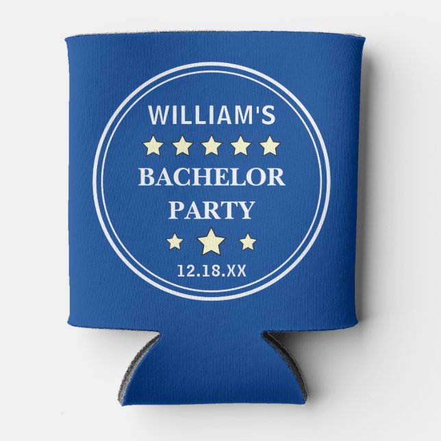 Bachelor Party Modern Typography Wedding Favour Can Cooler (Front)