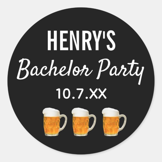 Bachelor Party Modern Wedding Favour Beer Cheers Classic Round Sticker (Front)
