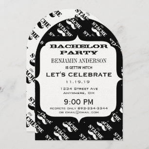 Bachelor Party Moustache Pattern Invitation