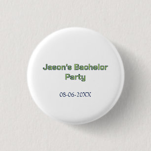 Bachelor party name date simple minimal best man  3 cm round badge