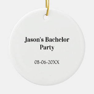 Bachelor party name date simple minimal best man  ceramic tree decoration