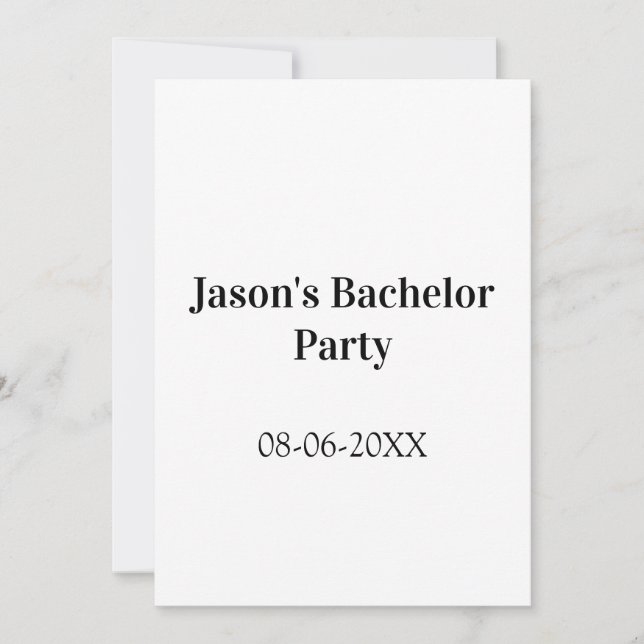 Bachelor party name date simple minimal best man  invitation (Front)
