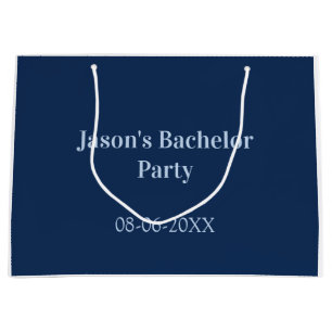Bachelor party name date simple minimal best man large gift bag
