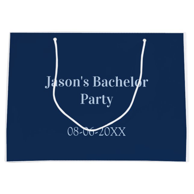 Bachelor party name date simple minimal best man  large gift bag (Front)