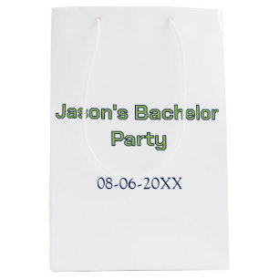 Bachelor party name date simple minimal best man medium gift bag