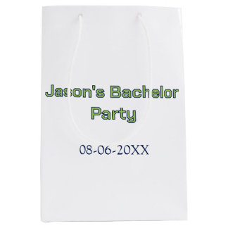 Bachelor party name date simple minimal best man  medium gift bag