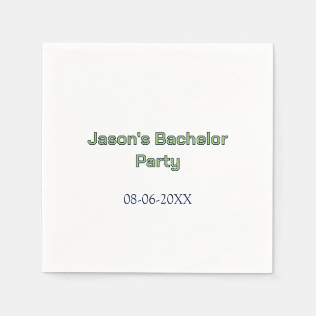 Bachelor party name date simple minimal best man  napkin (Front)