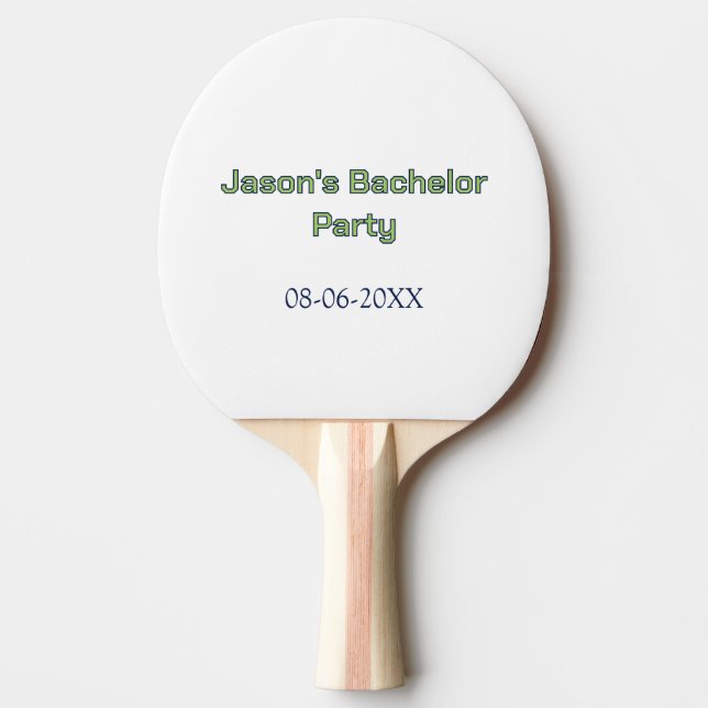 Bachelor party name date simple minimal best man  ping pong paddle (Front)