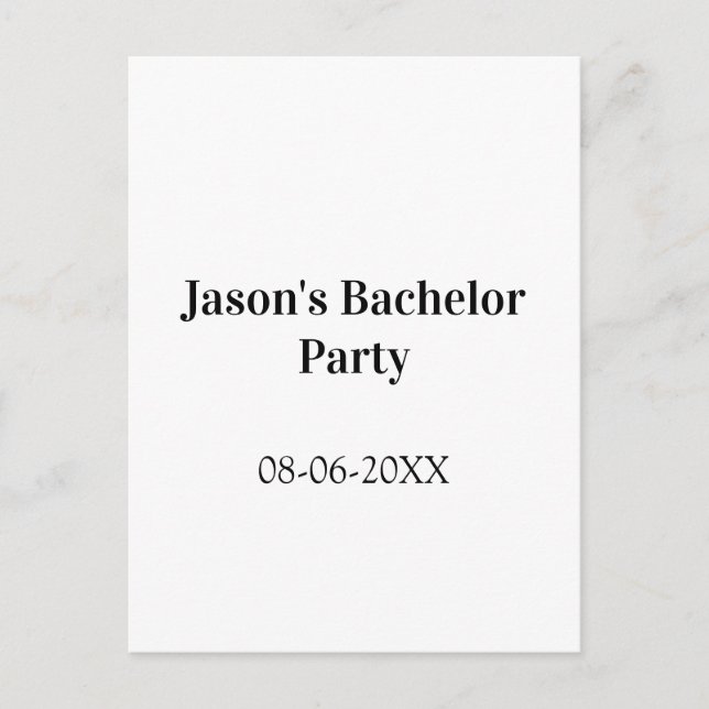 Bachelor party name date simple minimal best man  postcard (Front)