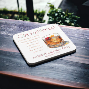 Bachelor Party Old Fashioned Recipe Groom Custom Coaster
