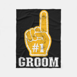 Bachelor Party Orange Foam Finger Groom 1 Fleece Blanket