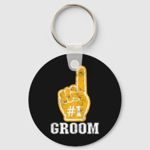 Bachelor Party Orange Foam Finger Groom 1 Key Ring