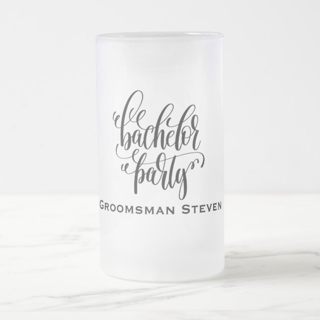Bachelor Party Personalised Groomsman Frosted Glass Beer Mug (Center)