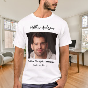 Bachelor party photo man myth legend name fun T-Shirt