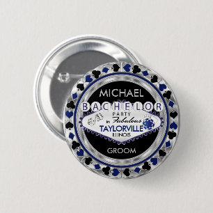 Bachelor Party Poker Chips  - Dark Blue Button