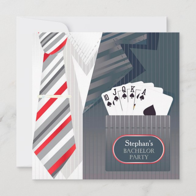 Bachelor Party Poker Suit Flat Invitation (Front)