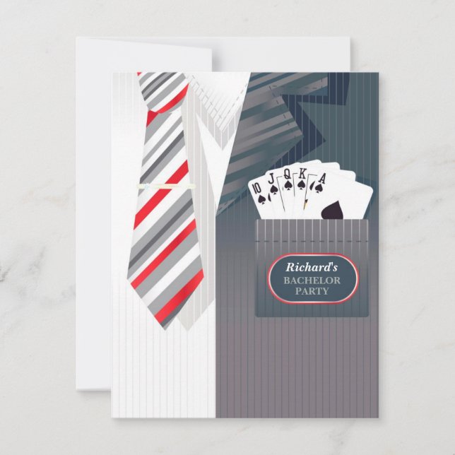 Bachelor Party Poker Suit Flat Invitation (Front)