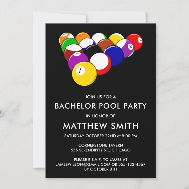 Bachelor Party Pool Ball Billards Invitation (Front)