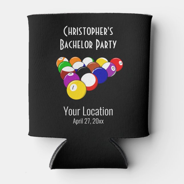 Bachelor Party Pool Ball Billards Wedding Favour Can Cooler (Front)