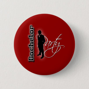 Bachelor party red groom customisable badges