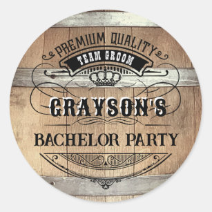 Bachelor Party Rustic Classic Round Sticker