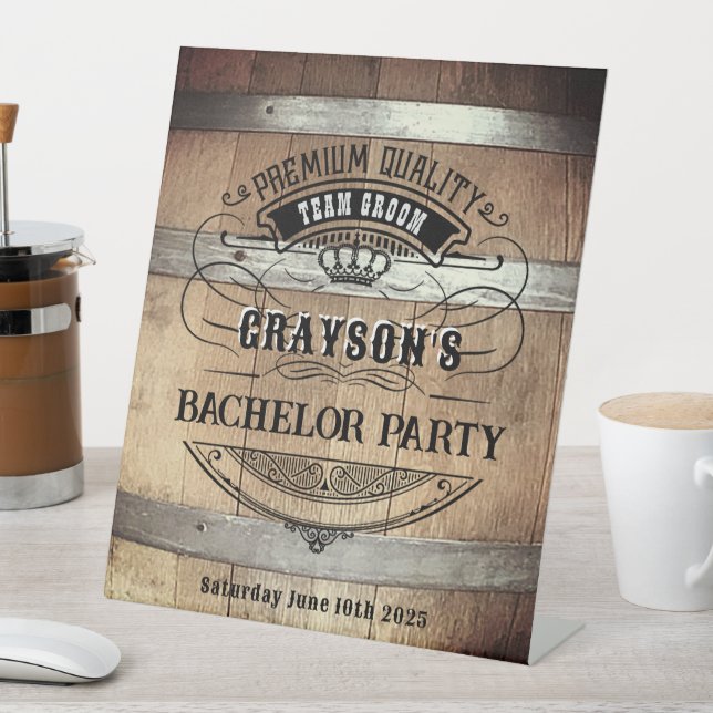 Bachelor Party Rustic Pedestal Sign (In SItu)