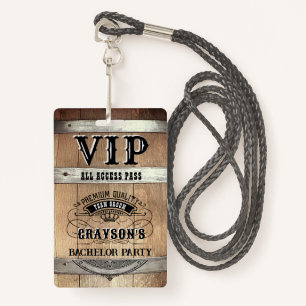 Bachelor Party Rustic VIP Pass ID Badge