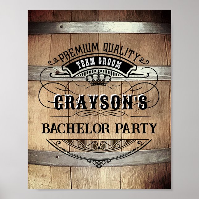 Bachelor Party Rustic Whiskey Barrel Poster (Front)