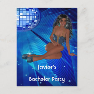 Bachelor Party S..exy Girl Blue Disco Club Invitation