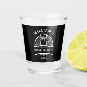 Bachelor Party Simple Black and White  Shot Glass