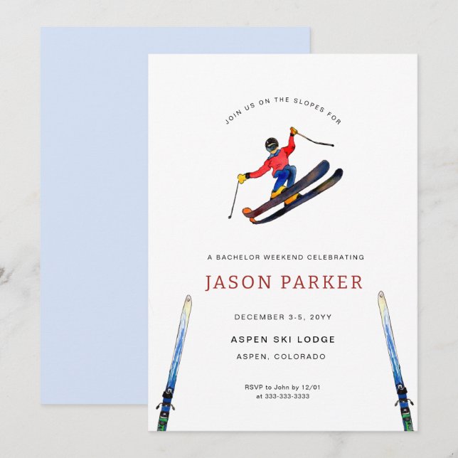 Bachelor Party Ski Trip Invitation (Front/Back)