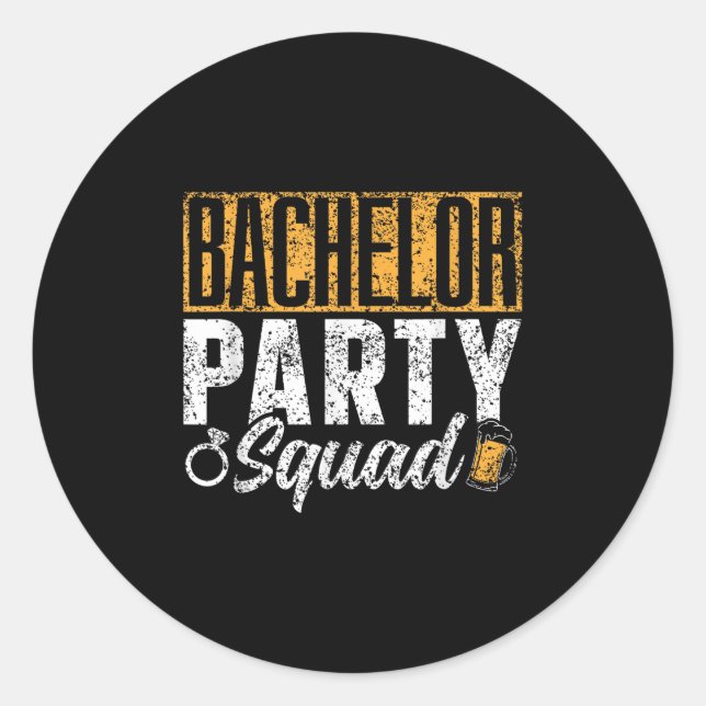 Bachelor Party Squad Bride Groom Team _1  Classic Round Sticker (Front)