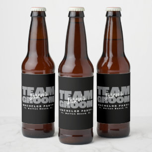 Bachelor Party Team Groom Wedding Black Cool Party Beer Bottle Label